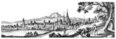 Die Reichsstadt Reutlingen (hier in einem Stich von 1643) gehört